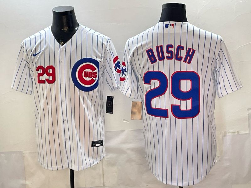 Men Chicago Cubs #29 Busch White Stripe Game 2026 Nike MLB Jersey style 002